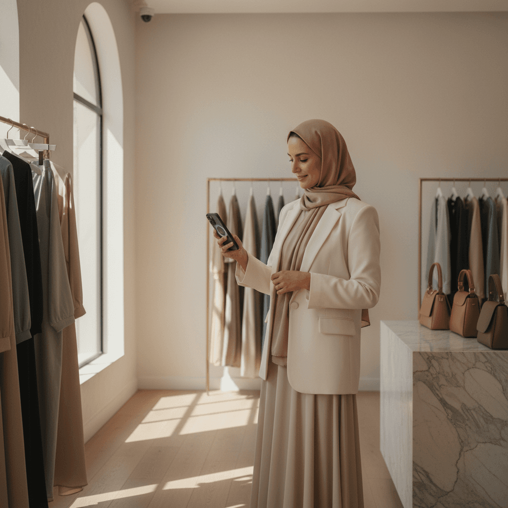 مالكة بوتيك تستخدم واتساب للأعمال داخل متجرها
